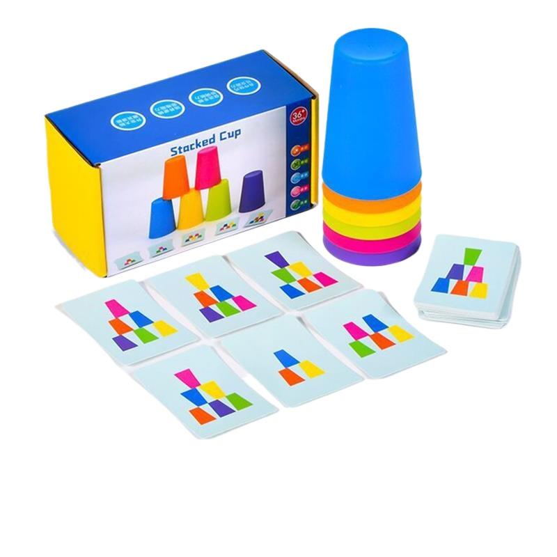 

Игра «Стаканчики» с карточками Детская развивающая игрушка Монтессори Интеллектуальное развитие Распознавание цветов Тренировка логики Рождественский подарок 6Cup+49cards разноцветный