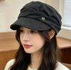 Retro Pleated Solid Color Beret Women's Spring and Summer Thin Fashion Big Head Circumference Showing Face Small Painter Newsboy Hat