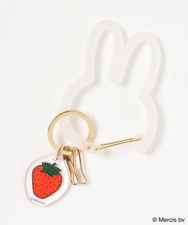 [Bleu Bleuet] Miffy Strawberry Carabiner Charm Keychain (White)