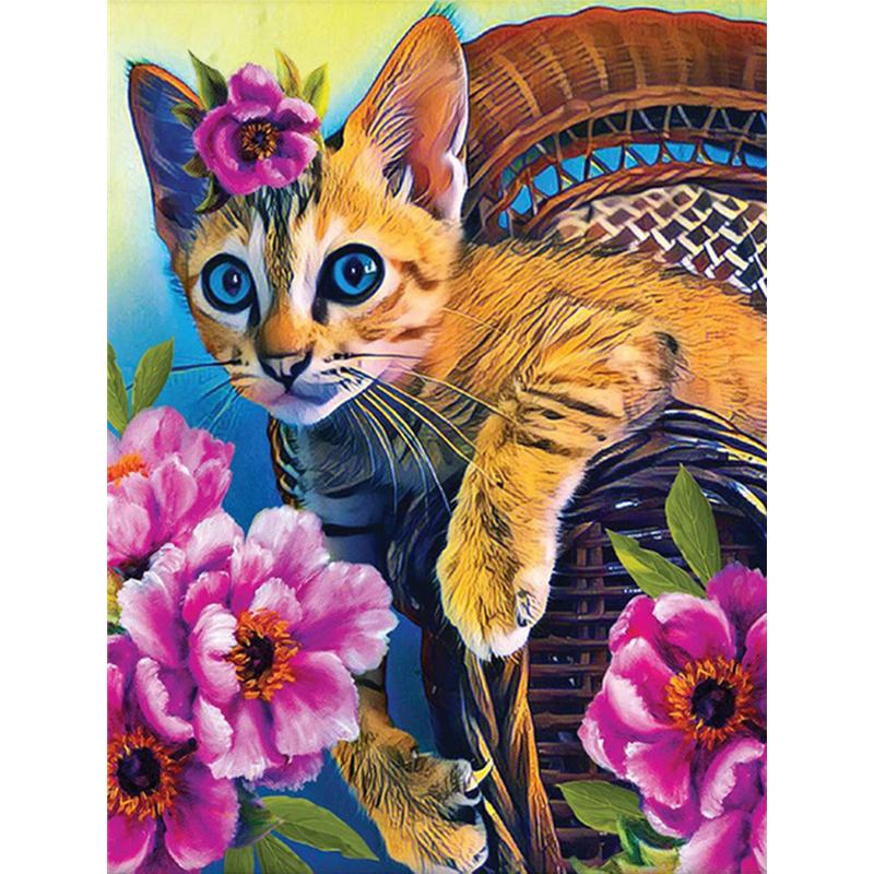Diamond Embroidery Cat Flower Needlework 5d Diamond Painting Animals New Arrivals Cross Stitch Kit Home Decoration