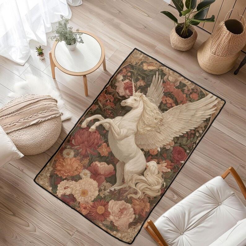 

Fantasy Unicorn Rug Mythical Creature Rug Fairy Tale Rug Magical Animal Rug Mythology Decor Rug Nature Lover Rug Dreamy Room Rug 40x60cm