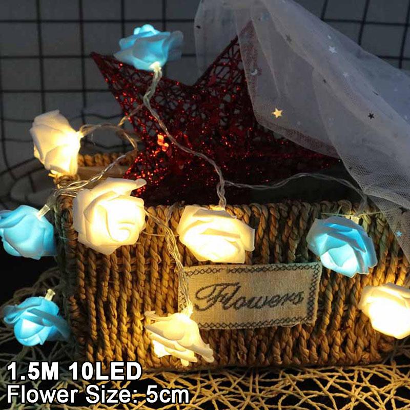 1.5M 10LED Artificial Rose Flower Garland String Light LED Fairy Lights Valentine's Day Wedding Christmas Party Decorations