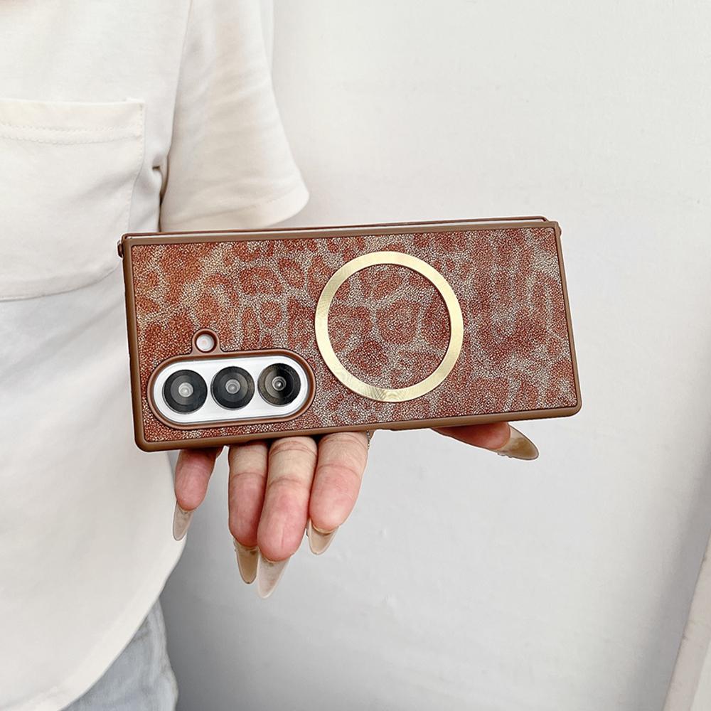 Gradient Leopard Pattern For Magsafe Magnetic Phone Case for Samsung Z Fold 7 6 5 4 3 Wireless Charging Protective Cover