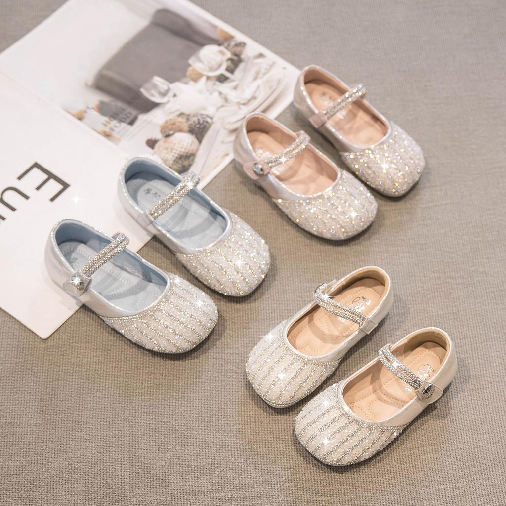 Buty dziecięce Buty księżniczki dla dziewczynek Jesień Nowe Dziewczęce Małe Skórzane Buty Błyszczące Kryształowe Buty Buty do Sukienki