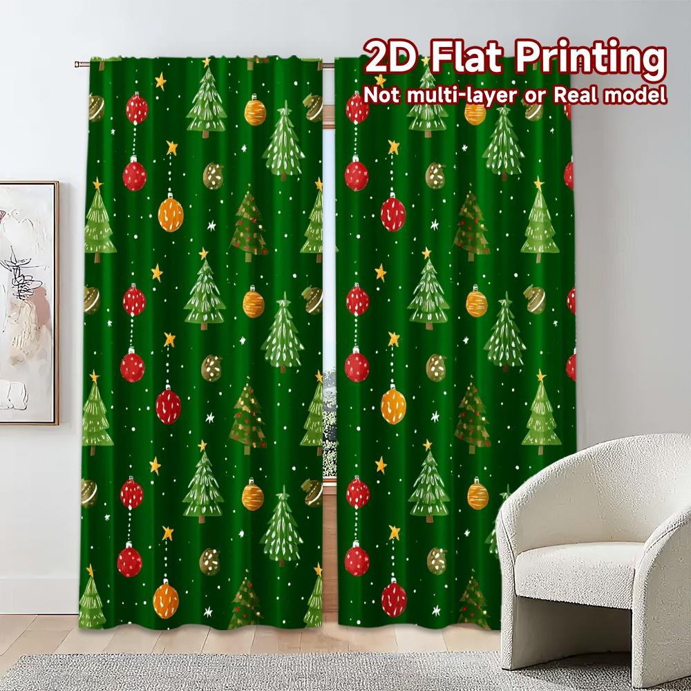 2D Flat Printing,JIT 2pcs, Curtains (Without Rod) FestiveCoupleXmas (2) Popular Contemporary Curtains Polyester Curtains
