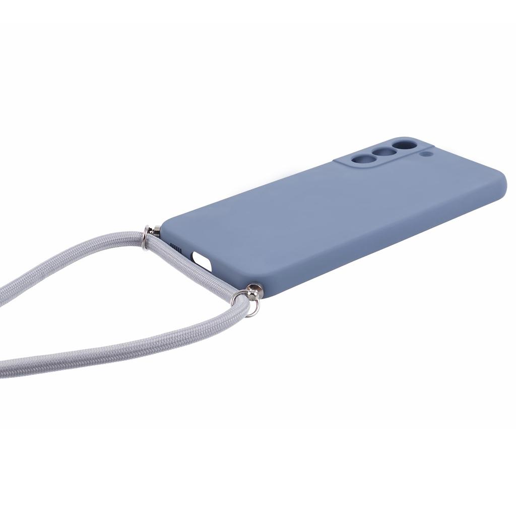 For Samsung Galaxy S21 4G/5G Case Rubberized Fiber Lining Cover with Long Lanyard