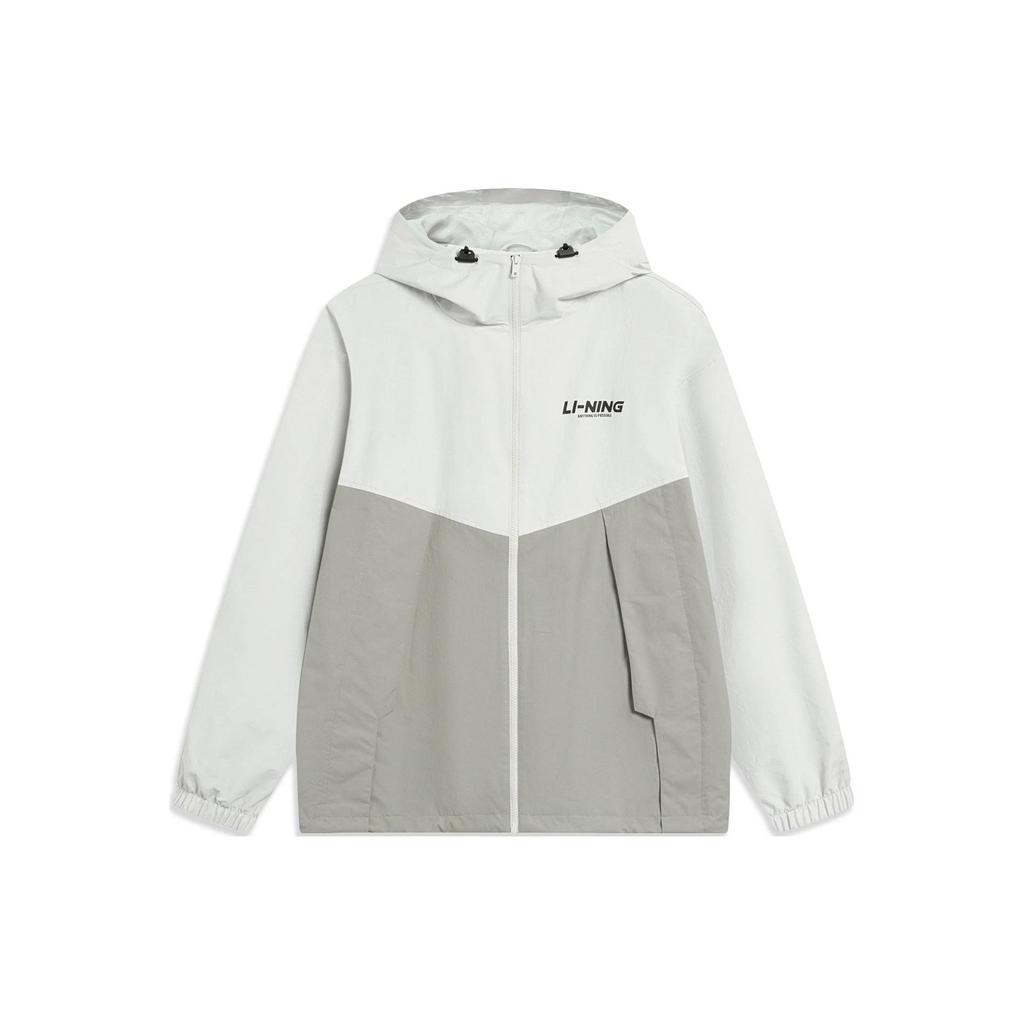 Li-Ning Windproof Water-Repellent Letter Logo Printed Hooded Sports Jacket Men Jackets Light-Grey AFDT833-3