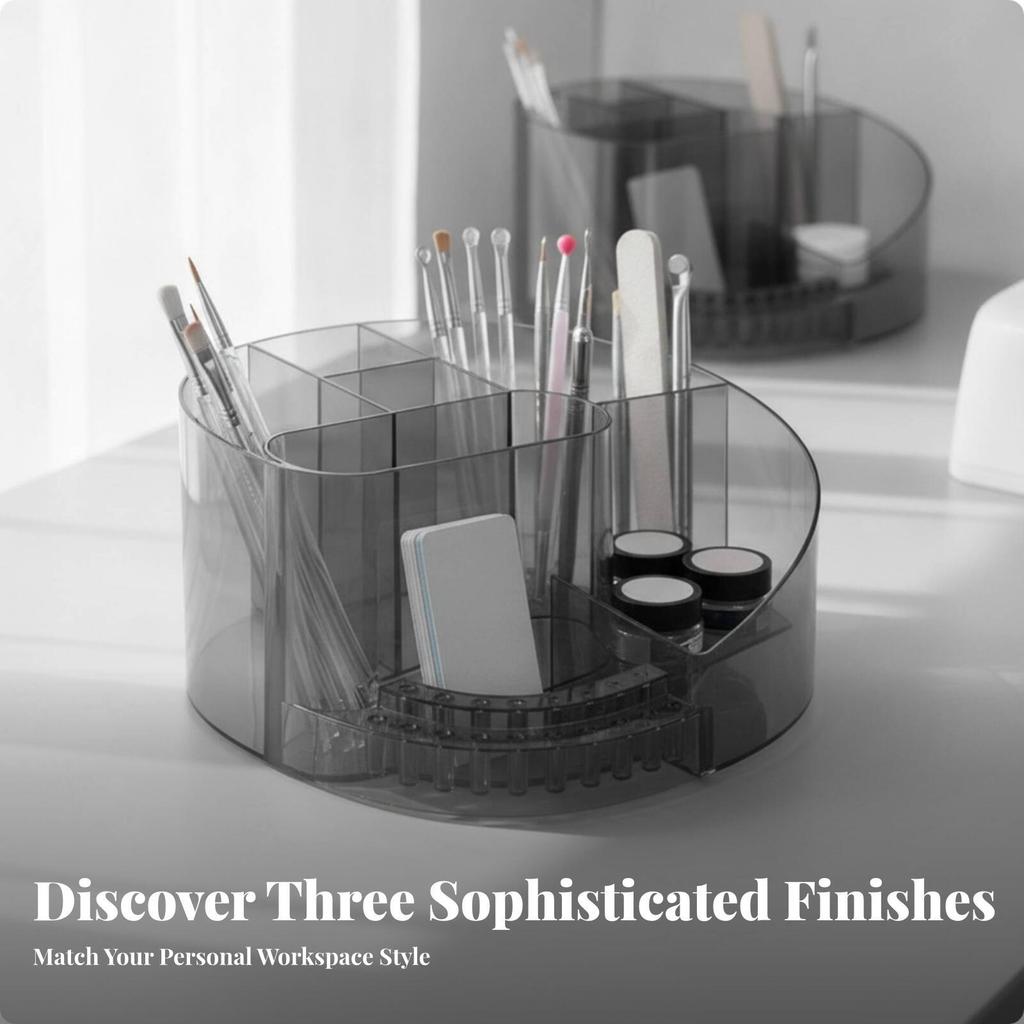 Manicure Organizer with 18 Holes Anti-Slip Divided Makeup Brush Holder Sturdy