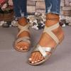 Large size new women's shoes summer cross elastic outer wear flat beach sandals