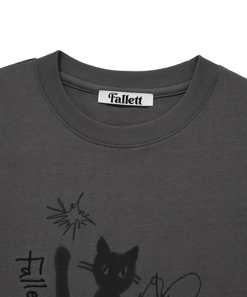 FALLETT Night Nero Crop Short Sleeve T-Shirt Charcoal
