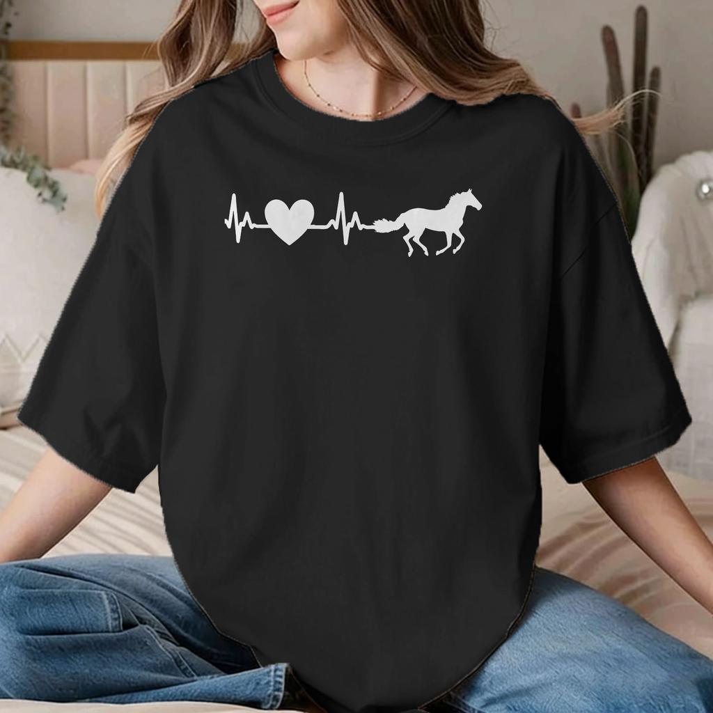 Animal Horse TShirts for Unisex Unisex Equestrian Race Racing Pure Cotton Tee Shirt Crewneck Short Sleeve T Shirt Unique Clothes