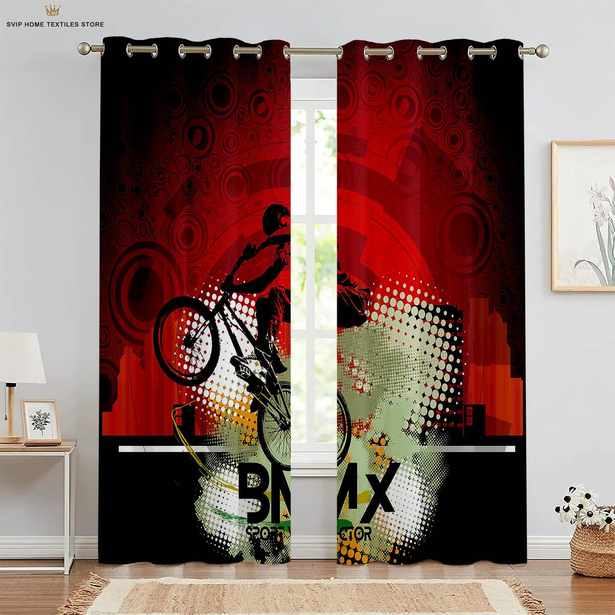 

Шторы для 3D-печати с изображением гоночных мотоциклов, полиэфирное волокно, гостиная, кухня, спальня, клубное украшение, 2 шт. W50X130H(CM)X2PCS&Rod pocket