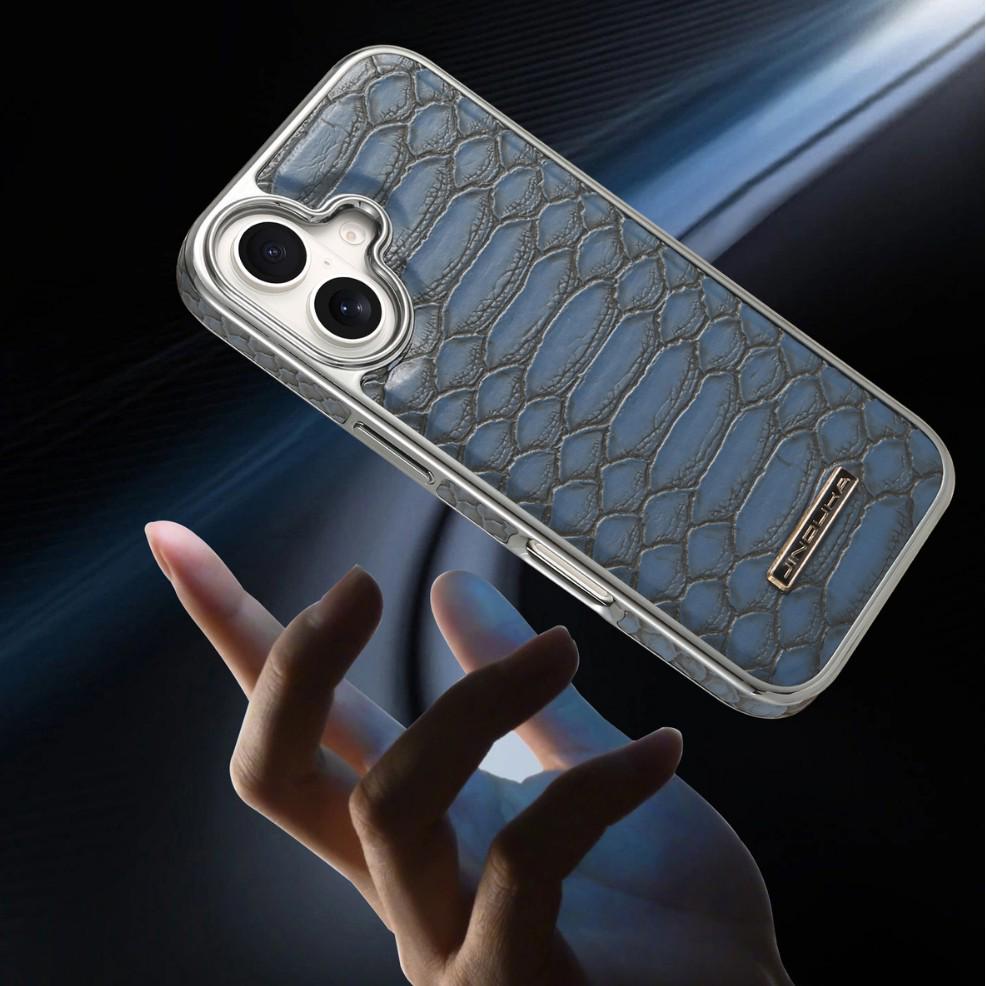Apple iPhone 17 Pro Max Leather Snake Pattern Drop-Proof Retro Case