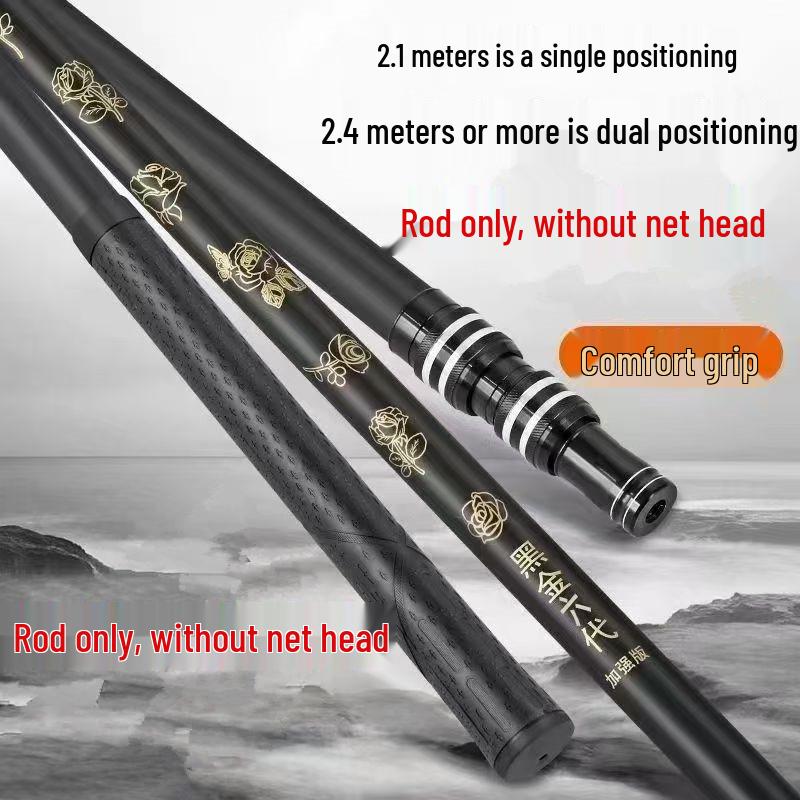 Ultra-Hard Telescopic Carbon Landing Net: Super Strong, Lightweight, Retractable, Double Position Folding Pole
