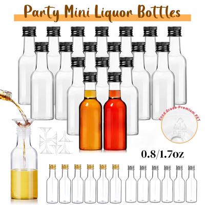 30-100 Pacotes Mini Garrafas de Licor com Funis Garrafas de Plástico para Álcool Pequenas Garrafas de Shot para Lembrancinha de Festa de Casamento 0,8/1,7oz