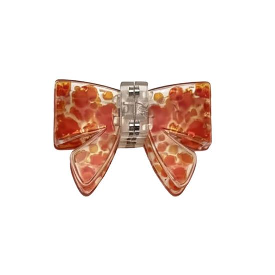 Magnetic Hair Clip, Bow Shape Hair Pin with Leopard Marble Patterns, DIY Magnetic Seamless Hairstyling Accessories for Easy Half-Up Hairstyles оранжевый