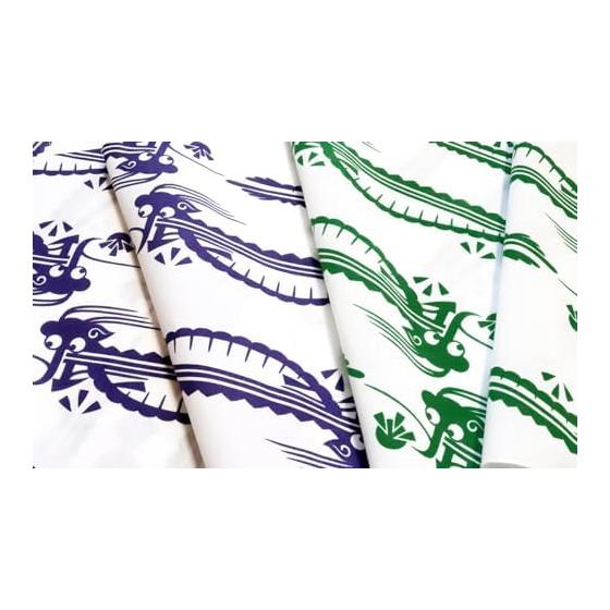 Somen Anbo Tenugui "2024 Zodiac Year of the Dragon Infinite Dragon Green" Hand-dyed 100% Cotton Tokka Made in Japan 35cm x 100cm
