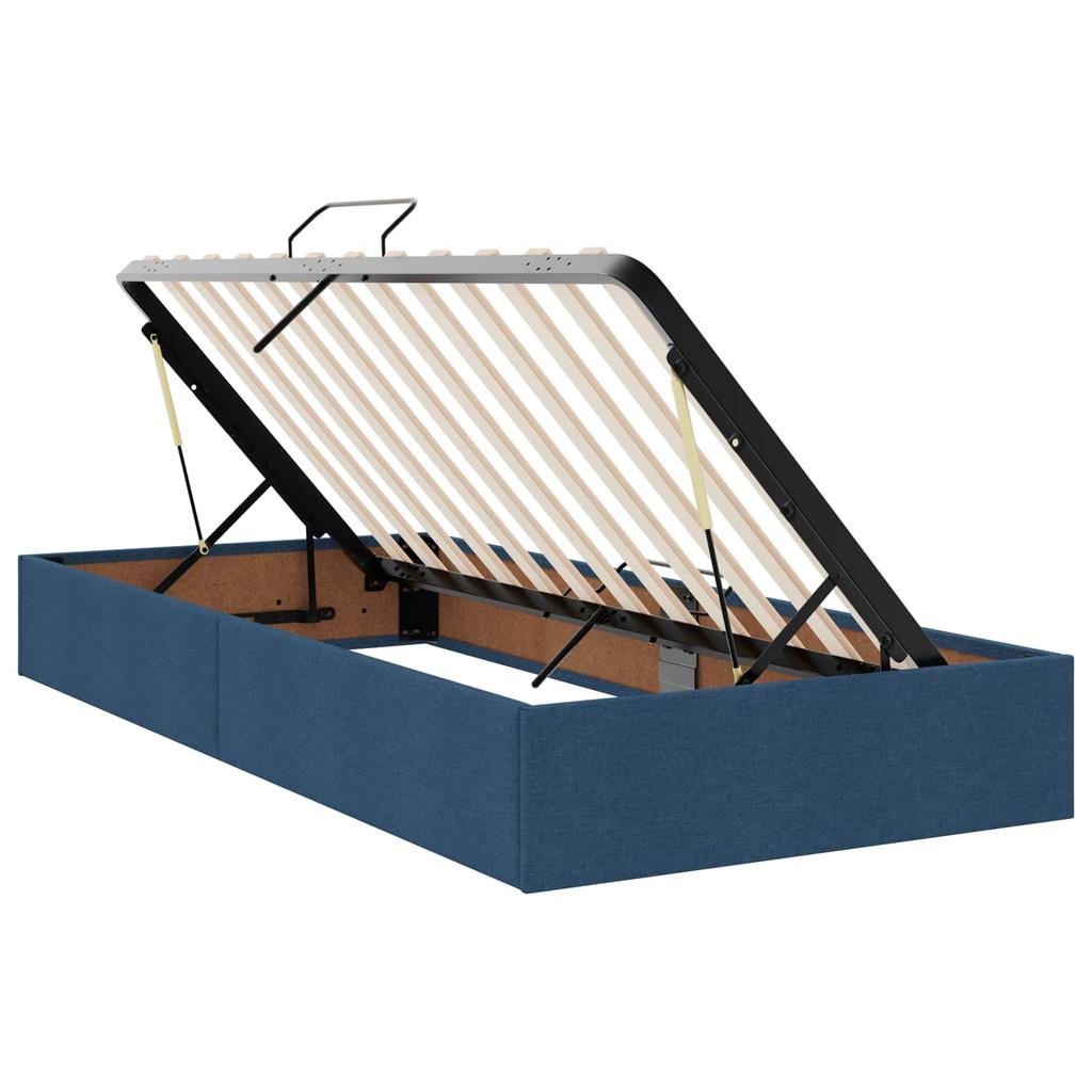 LED Storage Bed with Mattress Blue 100 X 200 Cm Fabric