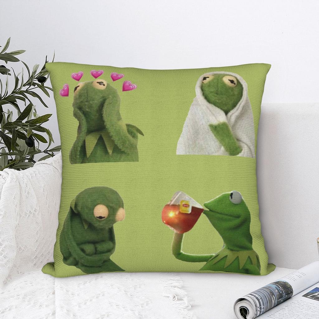Kermit Meme Square Pillow Case Polyester Decorative Pillow Custom Pillowcase