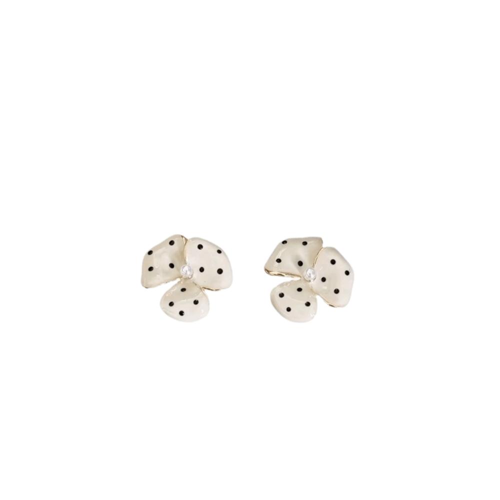 Flower Round Stud Earrings Temperament Jewelry Gift Elegant Polka Dot Earrings  Party