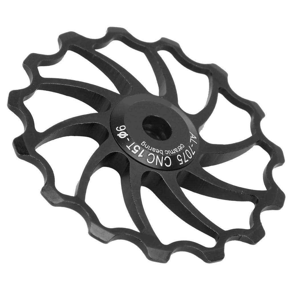 15T Fahrrad Aluminiumlegierung Führungsrolle Keramiklager Mountainbike Schaltwerk Umlenkrolle Schwarz