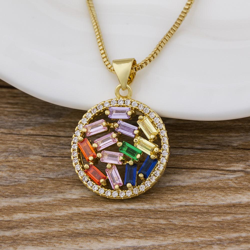 Nidin Moda Collana Arcobaleno Ciondoli Multicolore Gioielli Charms Collana a Catena Lunga Per Donna Bel Regalo per Festa di Compleanno