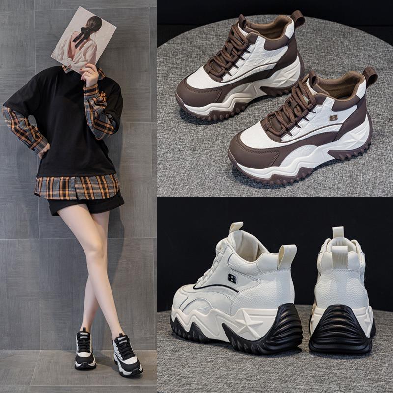 9906 leather high-top shoes new versatile spring and autumn platform sports casual black retro shoes