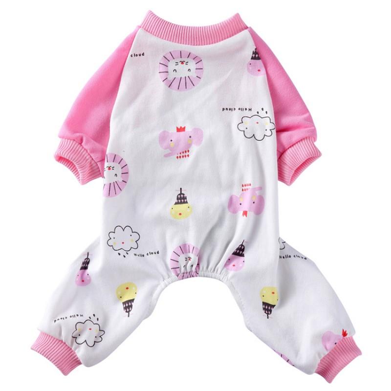 Pet Dog Cat Four-Legged Cotton Knit Pajamas Striped Print Home Outfit Small Medium Large Dogs