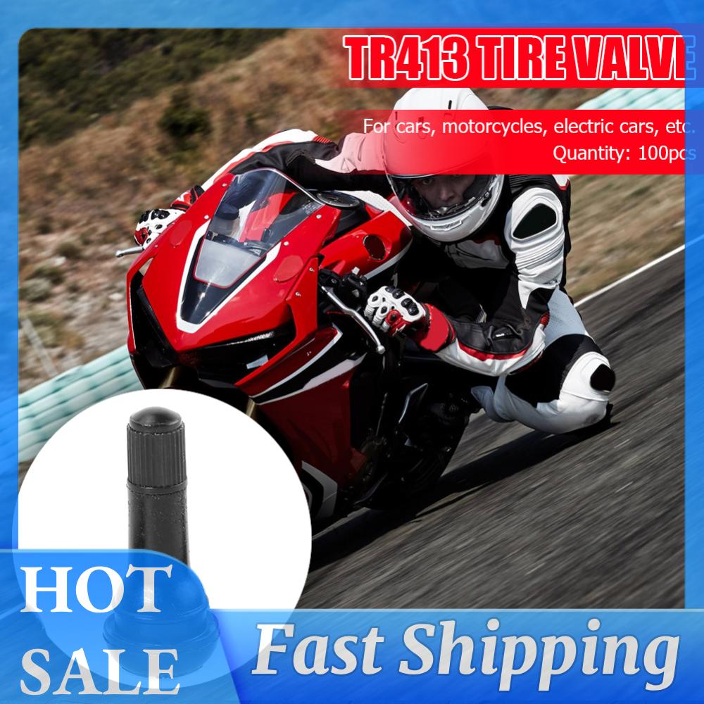 100x TR413 Snap In Short Rubber Valve Stems Car Motorcyle Tubeless Tire Valves China Mainland