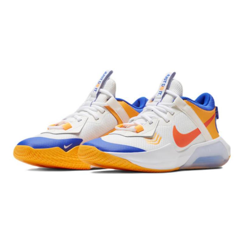 Nike Low top Children's Basketball Shoes White Orange Blue, Single Layer Sneakers FD4638-181