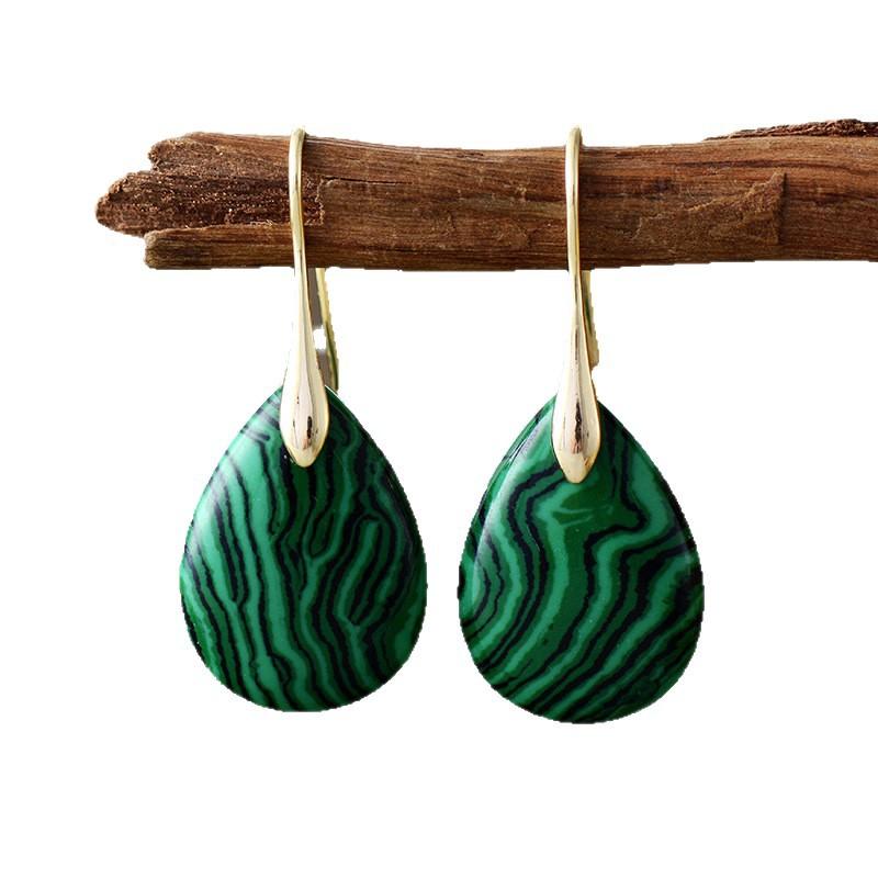 Boucles d'oreilles pendantes en cristal de poudre de pierre naturelle simples et de haute qualité boucles d'oreilles bijoux populaires
