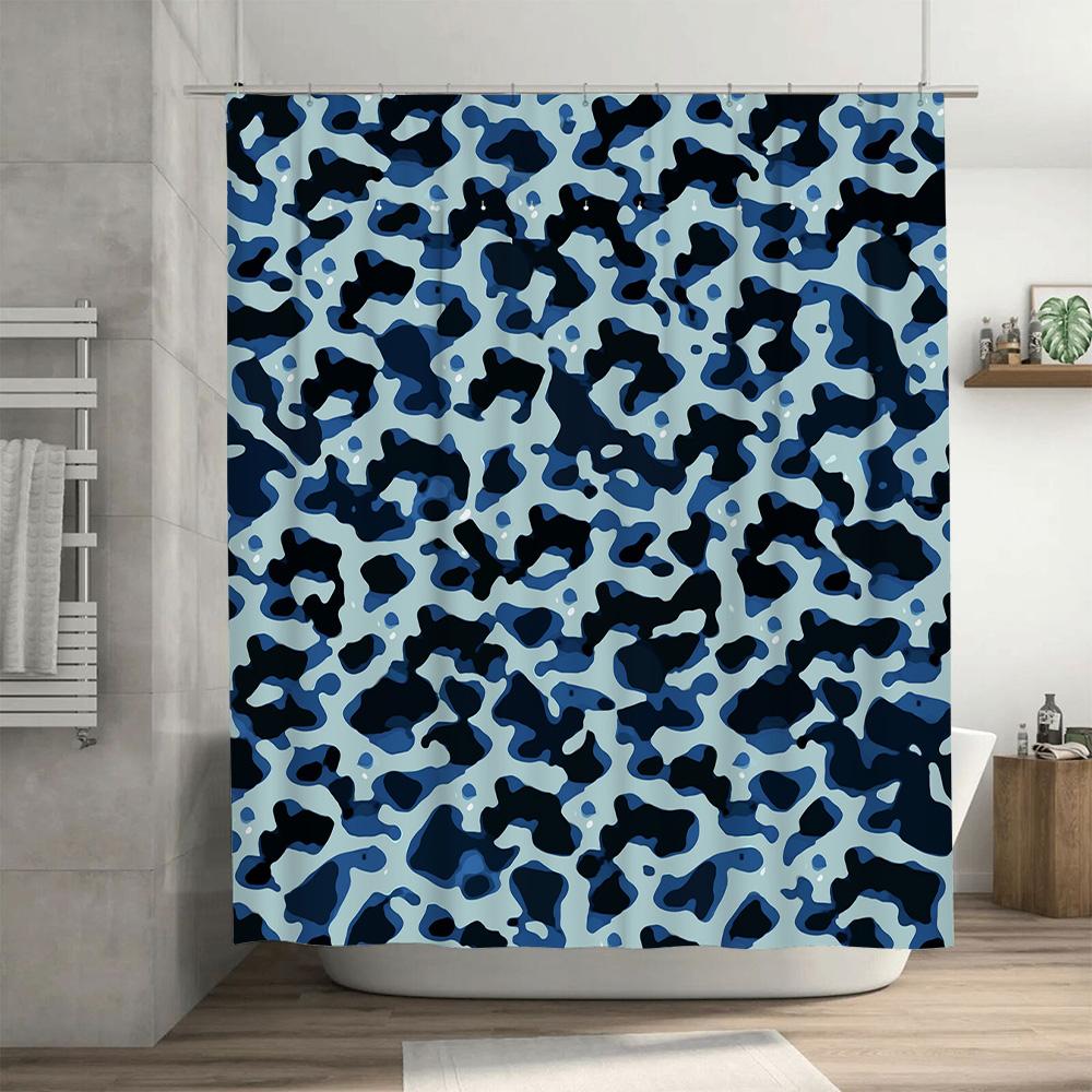 Camouflage Shower Curtain Blue White Waterproof Fabric Bathroom Decorations DIY Home Improvement Projects Modern Bath Curtains F