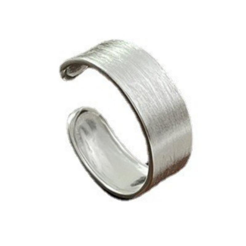 S925 Sterling Silver Simple Wide Surface Brushed Niche Design Trendy Ring Japanese and Korean Elegant Bracelet