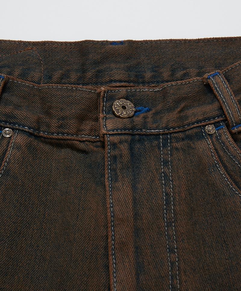 NUUKFITTER Color Dyeing Wide Jeans [Brown]