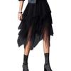 Gonna alla moda sexy da donna in rete a tinta unita, gonna a bolle irregolare in tulle elastico, vita quotidiana e vacanza
