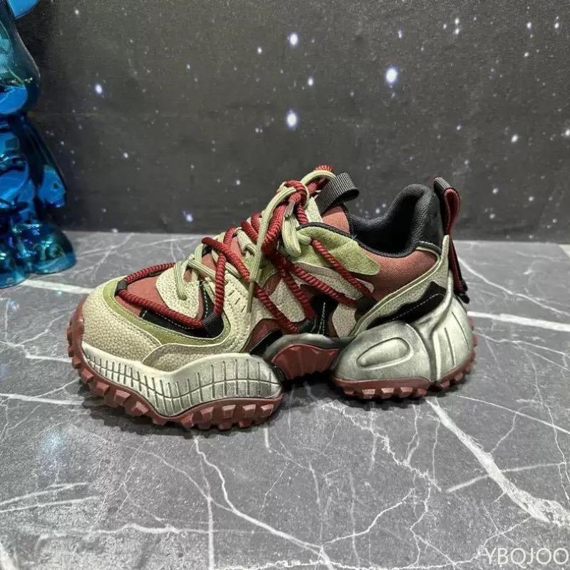 Fashion European and American Retro Men's Sports New Style Slimming Thick Sole Color Blocked Sports Shoes Versatile Street Casual Shoes