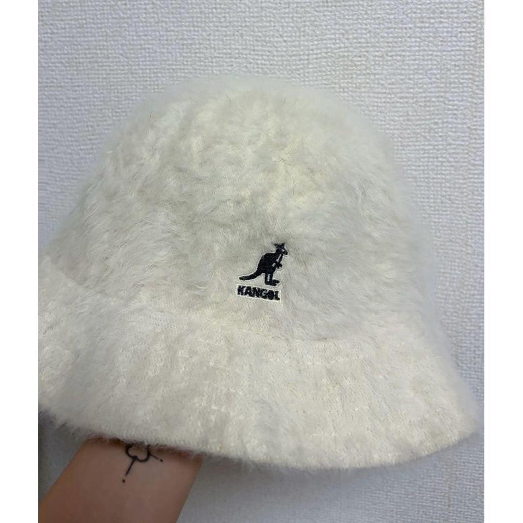 Used KANGOL Bucket Hat White Fur Material Hat Bucket Hat