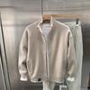 Mens Solid Color Stand Collar Cardigan Casual Loose Fashion Jacket Winter
