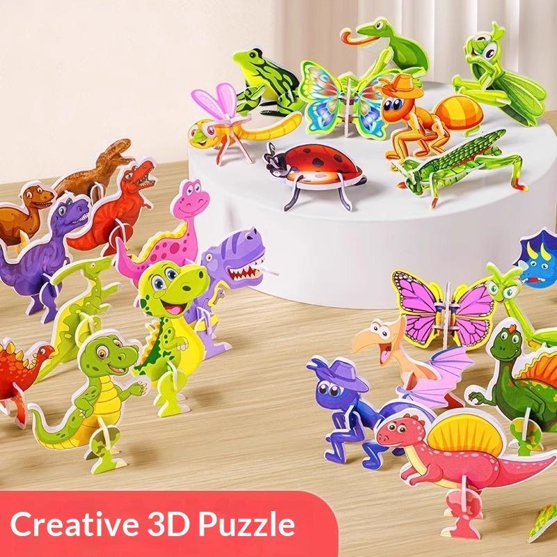 Educational 3D Puzzle Blocks 25Pcs Dinosaurs Animals Airplanes Insects Jigsaw Toys for Kids Home Playtime