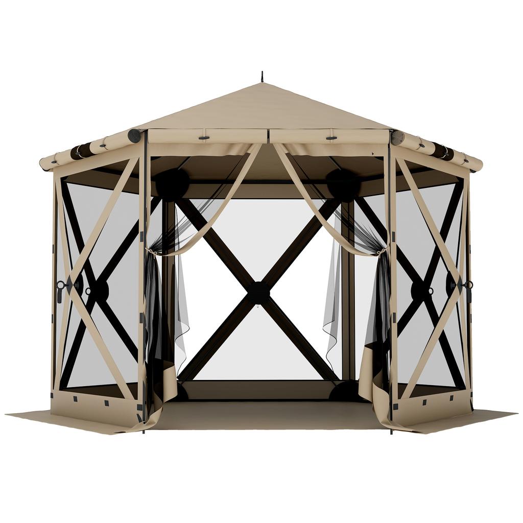3 m x 2.6 m Hexagonal Gazebo with 6 Sides and Carry Bag, Waterproof, UV-Resistant, Party Tent