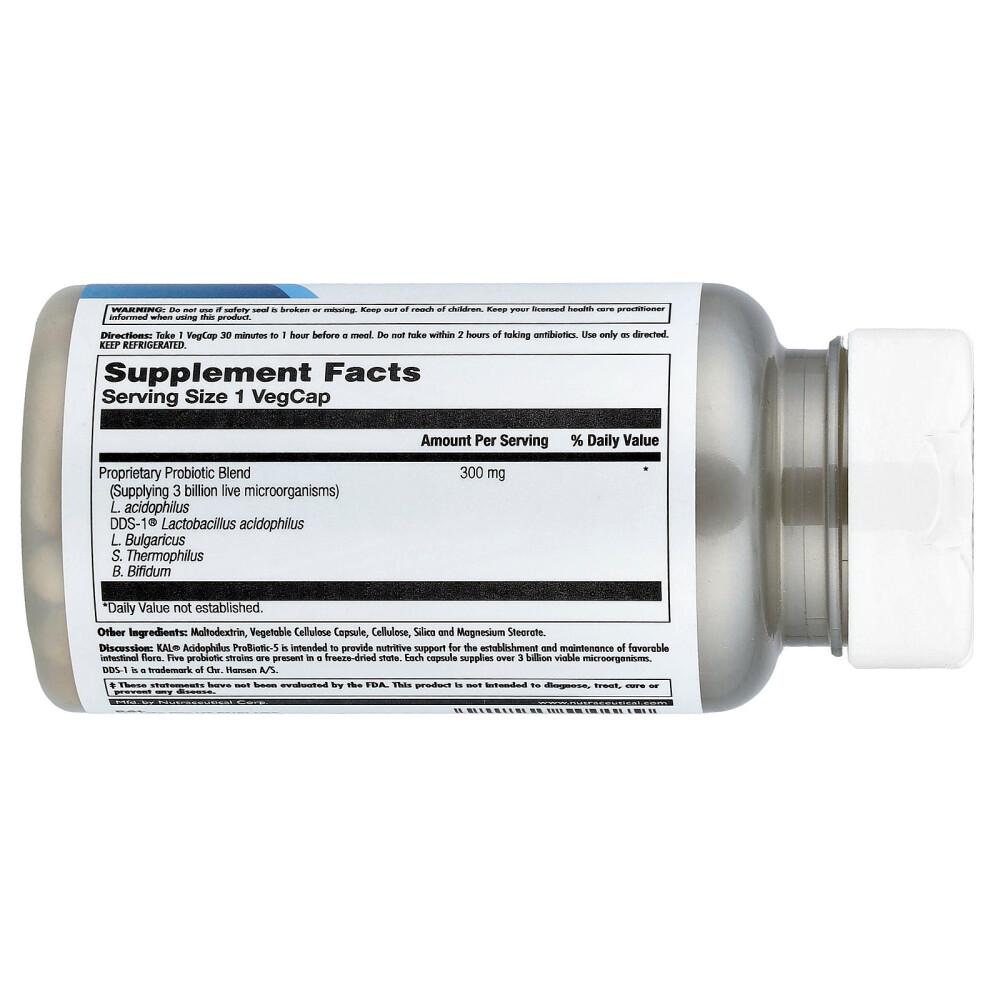 KAL Acidophilus ProBiotic-5 Veggie Capsules 60 Count
