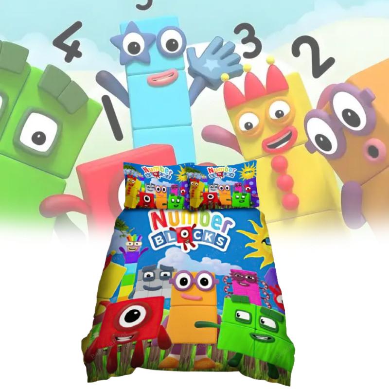 Numberblocks Digital Blocks Bedding Set With Active Dye Printing For Modern Bedroom Decor