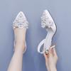 Plus Size Party Evening Wedding Shoes for Women 35-43 Summer Fashion 2026 Women Pointed Toe Buckle Strap High Heel Sandals
