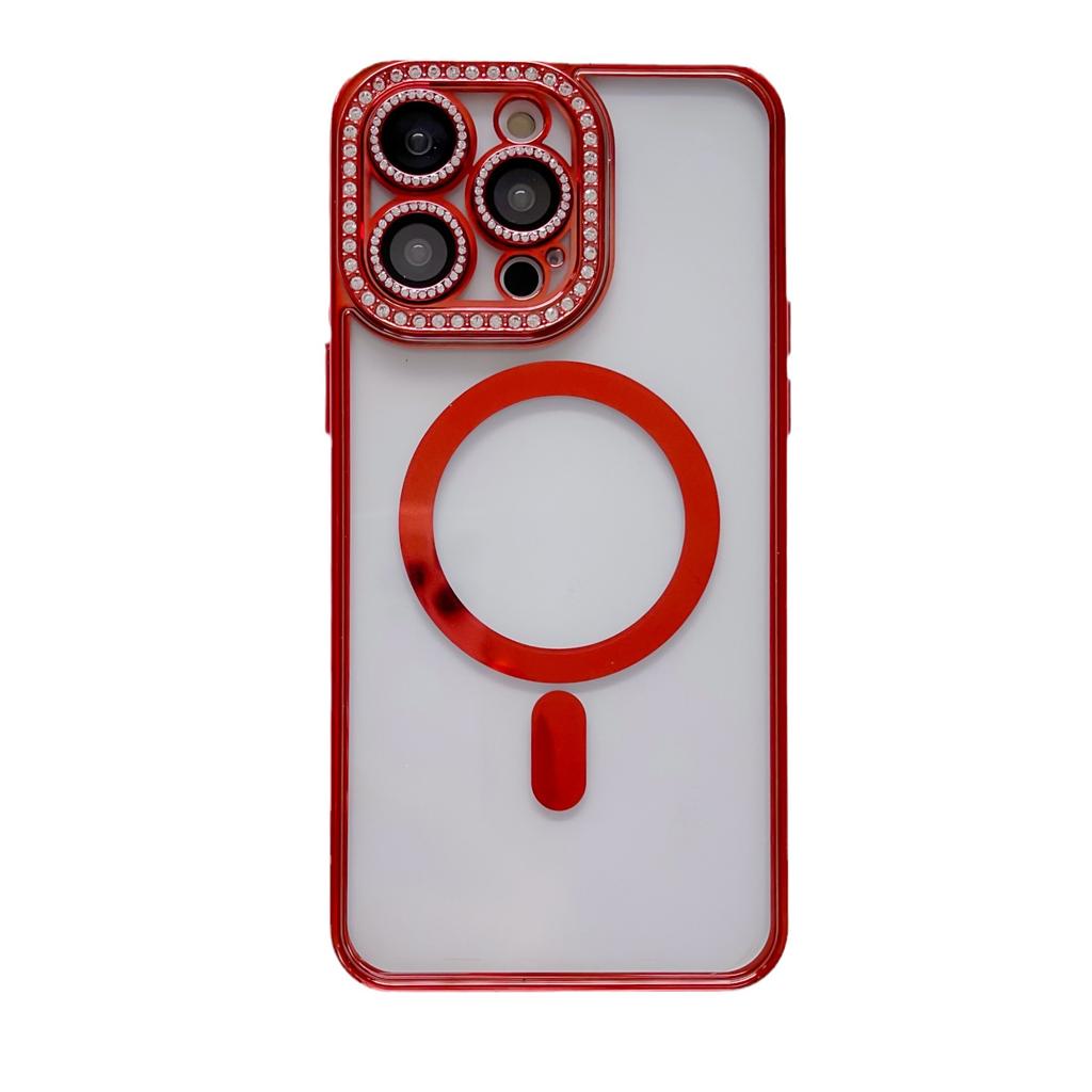 Color diamond mobile phone case Magnetic flash drill mobile phone case Edge drill, suitable for 14PROMAX lens electroplating magnetic mobile phone ca
