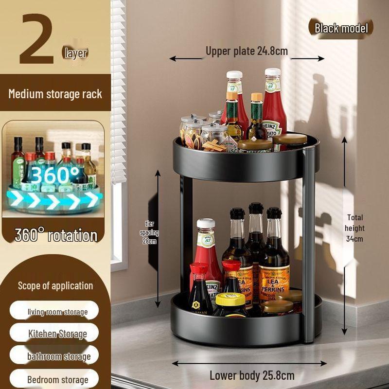 Rotating Kitchen Spice Rack: Stainless Steel Tray for Oil, Salt, Soy Sauce, Vinegar, and Seasonings