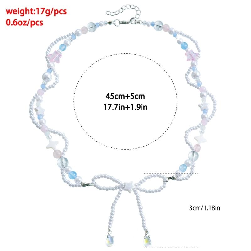 Dainty Bowknot Necklace with Elegant Star Pendant Collarbone Chain Ornament Elegant Necklace Jewelry for Women and Girls