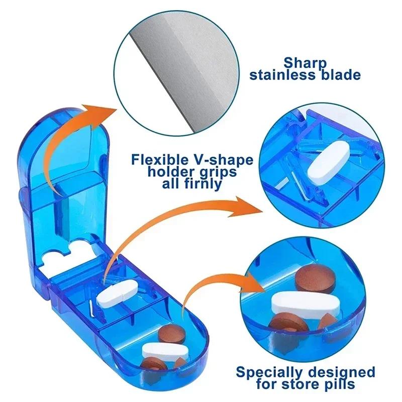 New 1pc Medicine Tablet Cutter Breaking Pill Divider Quality Splitter Case Box Cutter Storage Care Storage High Drugs Tabl