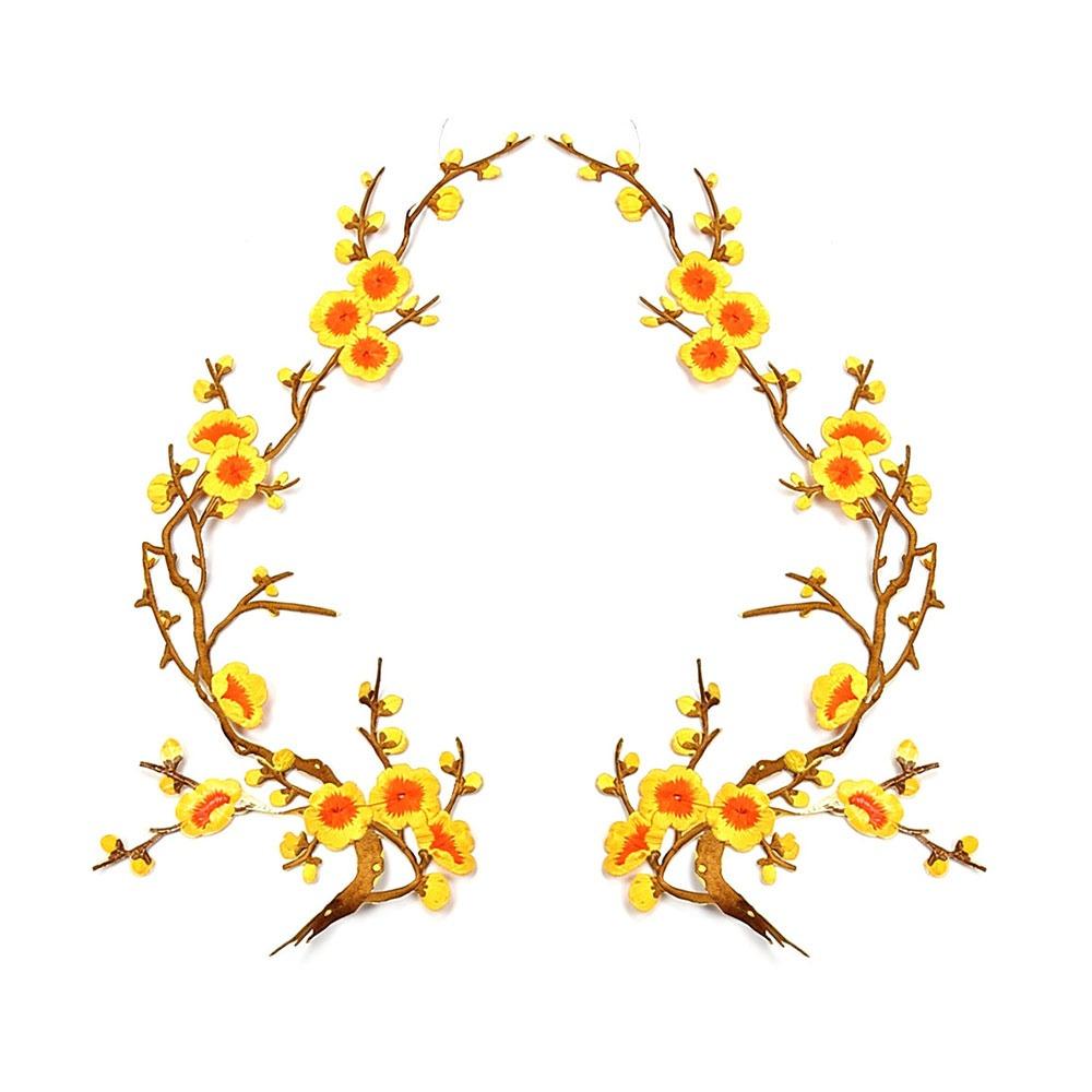Hot Melt Adhesive Cherry Blossom Iron On Patches DIY Branch Embroidery Applique Clothing Repair
