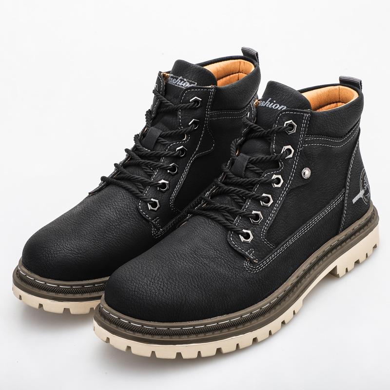 Trend Leather Boots Martin Boots Men'S Cotton Tooling Big Boots