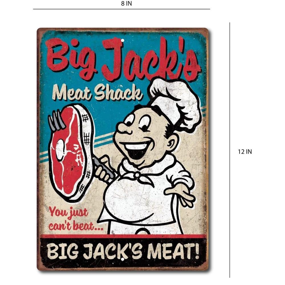 Big Jacks Meat Shack Funny Barbeque Grill Aluminum Sign Rustic Vintage Replica